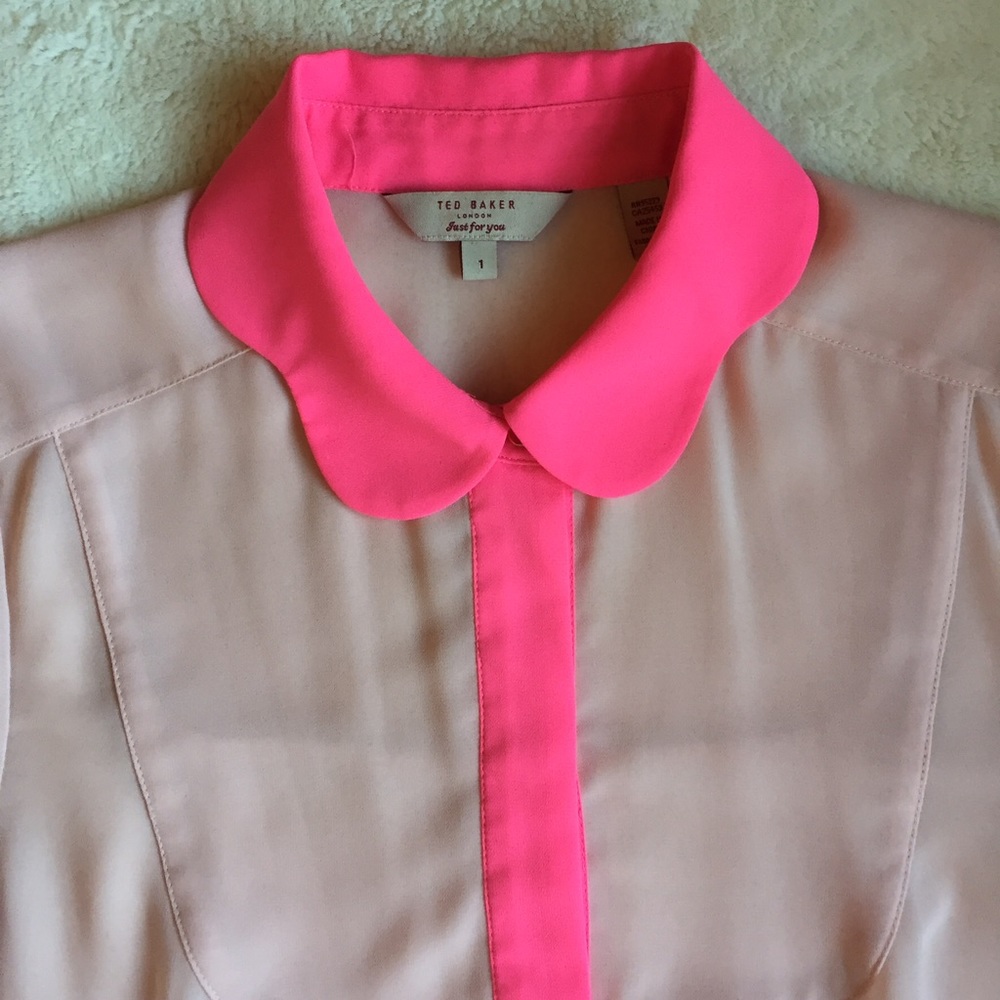 Ted Baker London Oella hot pink contrast collar blouse